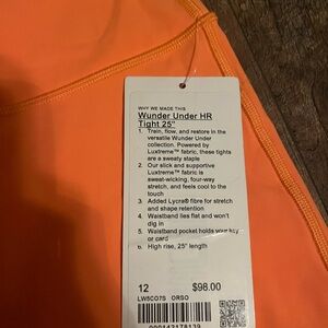 lululemon athletica Orange Wunder Under HR Tight 25"